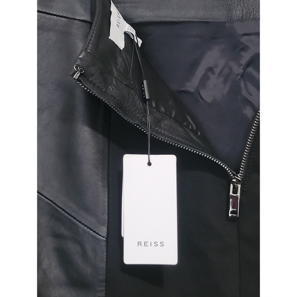 REISS REAGAN BLACK LEATHER WOMEN SKIRT SIZE US 8 / EU 12 - Picture 4 of 6